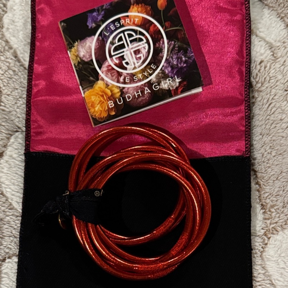 Buddha Girl Metallic Red Coil Bracelet - Multi-Wrap Stylish Accent